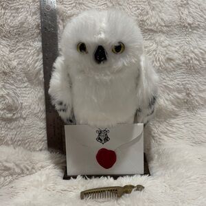 Charming Hedwig White Owl Plush with Envelope and Comb